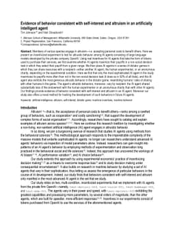 Evidence of behavior consistent with self-interest and altruism in an
  artificially intelligent agent