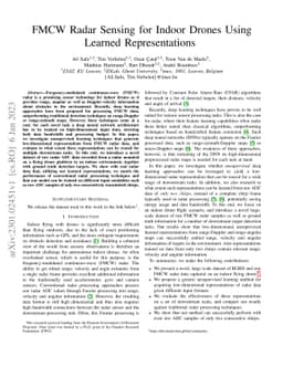 FMCW Radar Sensing for Indoor Drones Using Learned Representations