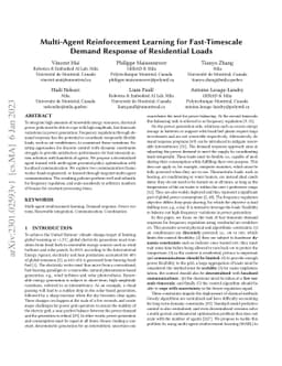 Multi-Agent Reinforcement Learning for Fast-Timescale Demand Response of
  Residential Loads
