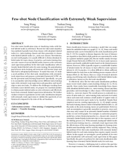 Few-shot Node Classification with Extremely Weak Supervision
