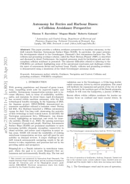 Autonomy for Ferries and Harbour Buses: a Collision Avoidance
  Perspective