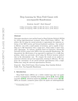 Deep Learning for Mean Field Games with non-separable Hamiltonians