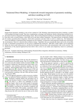 Variational Direct Modeling: A framework towards integration of
  parametric modeling and direct modeling in CAD