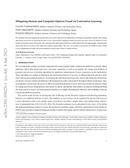 Mitigating Human and Computer Opinion Fraud via Contrastive Learning