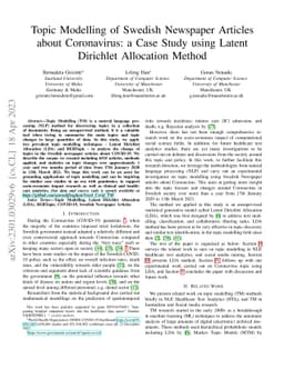 Topic Modelling of Swedish Newspaper Articles about Coronavirus: a Case
  Study using Latent Dirichlet Allocation Method