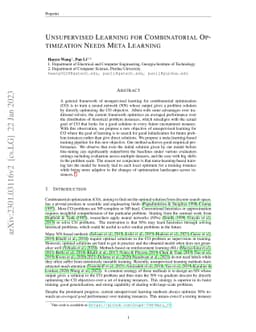 Unsupervised Learning for Combinatorial Optimization Needs Meta-Learning