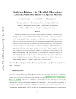 Statistical Inference for Ultrahigh Dimensional Location Parameter Based
  on Spatial Median