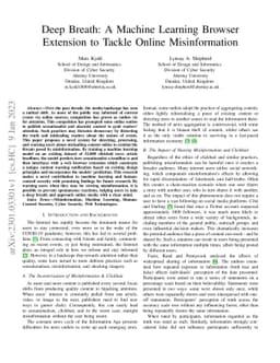 Deep Breath: A Machine Learning Browser Extension to Tackle Online
  Misinformation