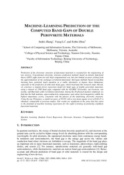 Machine-Learning Prediction of the Computed Band Gaps of Double
  Perovskite Materials