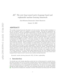 AI2: The next leap toward native language based and explainable machine
  learning framework