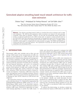 Generalized adaptive smoothing based neural network architecture for
  traffic state estimation