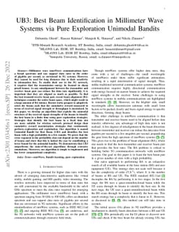 UB3: Best Beam Identification in Millimeter Wave Systems via Pure
  Exploration Unimodal Bandits