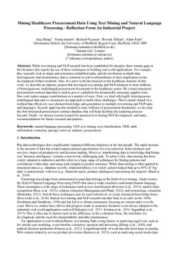Mining Healthcare Procurement Data Using Text Mining and Natural
  Language Processing -- Reflection From An Industrial Project