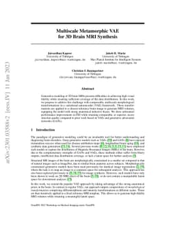 Multiscale Metamorphic VAE for 3D Brain MRI Synthesis