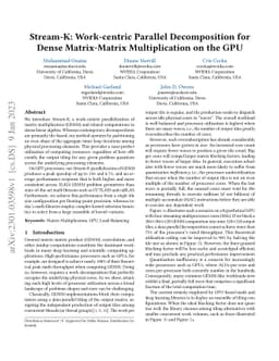 Stream-K: Work-centric Parallel Decomposition for Dense Matrix-Matrix
  Multiplication on the GPU