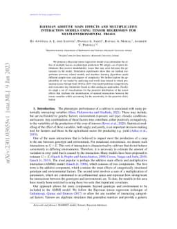 Bayesian Additive Main Effects and Multiplicative Interaction Models
  using Tensor Regression for Multi-environmental Trials
