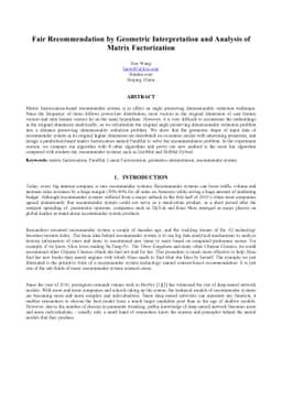 Fair Recommendation by Geometric Interpretation and Analysis of Matrix
  Factorization