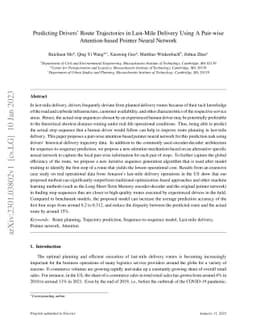 Predicting Drivers' Route Trajectories in Last-Mile Delivery Using A
  Pair-wise Attention-based Pointer Neural Network