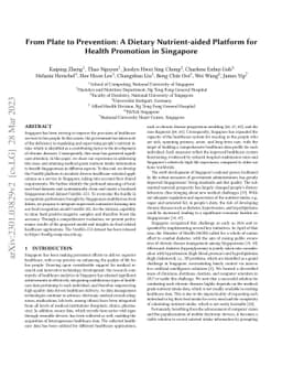 From Plate to Prevention: A Dietary Nutrient-aided Platform for Health
  Promotion in Singapore