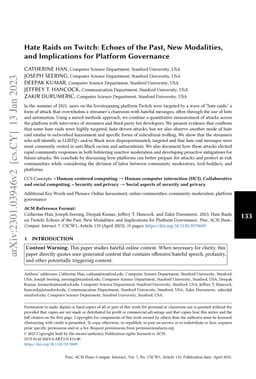 Hate Raids on Twitch: Echoes of the Past, New Modalities, and
  Implications for Platform Governance