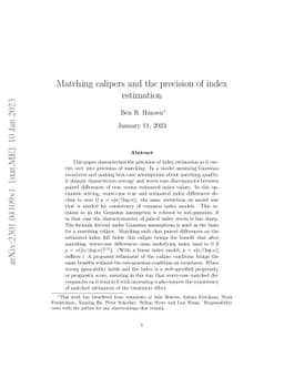 Matching calipers and the precision of index estimation
