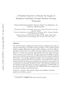 A Possible Converter to Denoise the Images of Exoplanet Candidates
  through Machine Learning Techniques