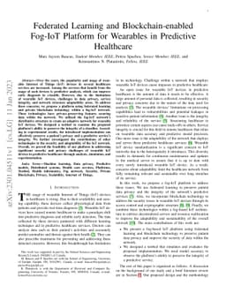 Federated Learning and Blockchain-enabled Fog-IoT Platform for Wearables
  in Predictive Healthcare