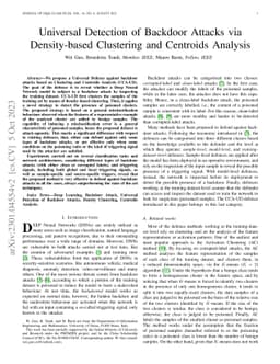 Universal Detection of Backdoor Attacks via Density-based Clustering and
  Centroids Analysis