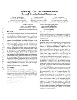 Explaining $\mathcal{ELH}$ Concept Descriptions through Counterfactual
  Reasoning
