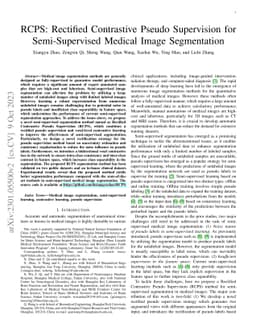 RCPS: Rectified Contrastive Pseudo Supervision for Semi-Supervised
  Medical Image Segmentation