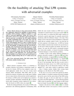 On the feasibility of attacking Thai LPR systems with adversarial
  examples