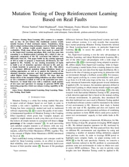 Mutation Testing of Deep Reinforcement Learning Based on Real Faults