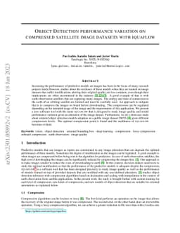 Object Detection performance variation on compressed satellite image
  datasets with iquaflow