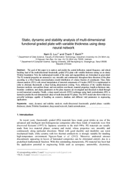 Static, dynamic and stability analysis of multi-dimensional functional
  graded plate with variable thickness using deep neural network