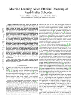 Machine Learning-Aided Efficient Decoding of Reed-Muller Subcodes