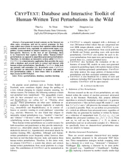 CRYPTEXT: Database and Interactive Toolkit of Human-Written Text
  Perturbations in the Wild