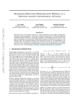 Denoising Diffusion Probabilistic Models as a Defense against
  Adversarial Attacks