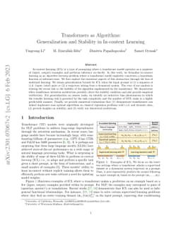 Transformers as Algorithms: Generalization and Stability in In-context
  Learning