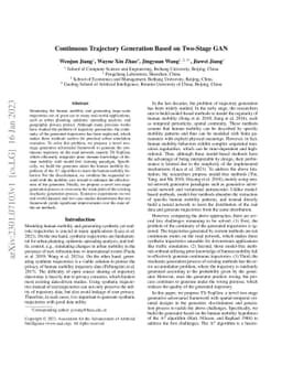 Continuous Trajectory Generation Based on Two-Stage GAN