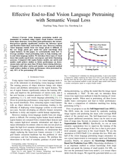 Effective End-to-End Vision Language Pretraining with Semantic Visual
  Loss