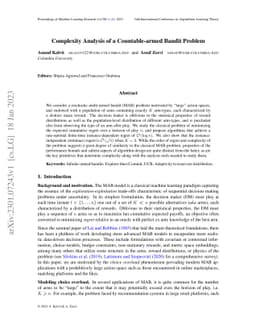 Complexity Analysis of a Countable-armed Bandit Problem
