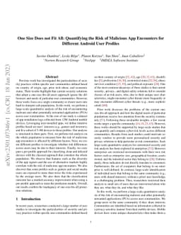One Size Does not Fit All: Quantifying the Risk of Malicious App
  Encounters for Different Android User Profiles