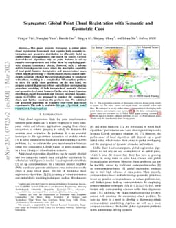 Segregator: Global Point Cloud Registration with Semantic and Geometric
  Cues