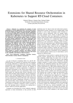 Extensions for Shared Resource Orchestration in Kubernetes to Support
  RT-Cloud Containers