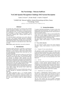 The Newsbridge -Telecom SudParis VoxCeleb Speaker Recognition Challenge
  2022 System Description