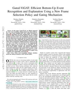 Gated-ViGAT: Efficient Bottom-Up Event Recognition and Explanation Using
  a New Frame Selection Policy and Gating Mechanism