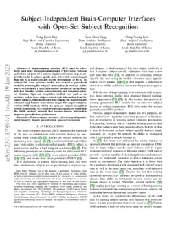 Subject-Independent Brain-Computer Interfaces with Open-Set Subject
  Recognition