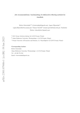 Job recommendations: benchmarking of collaborative filtering methods for
  classifieds