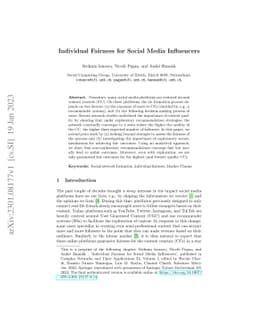 Individual Fairness for Social Media Influencers