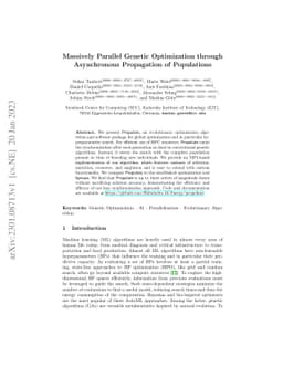 Massively Parallel Genetic Optimization through Asynchronous Propagation
  of Populations